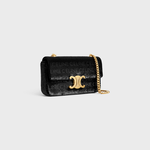 CHAIN SHOULDER BAG CLAUDE IN SEQUINS WITH ALL-OVER BLACK