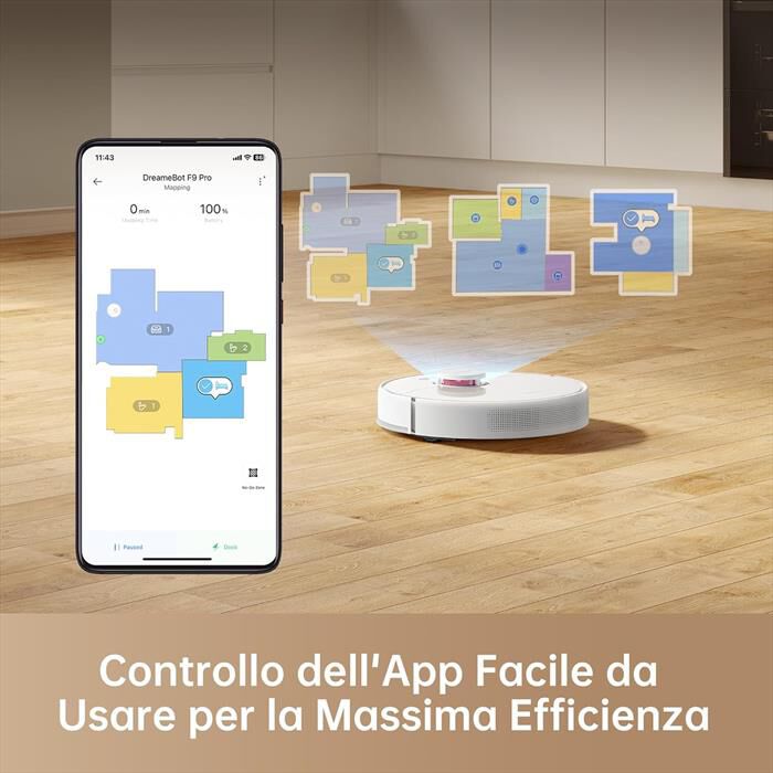 DREAME - Aspirapolvere robot F9 Pro VM Combo + 1 side brush-Bianco