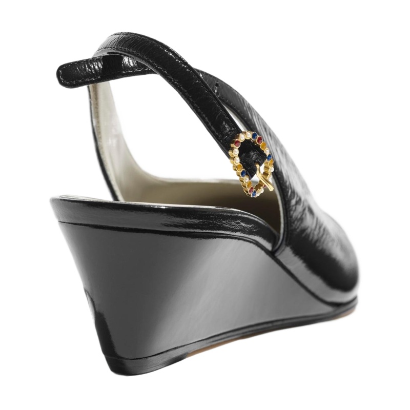 Slingbacks Shiny Lambskin Black