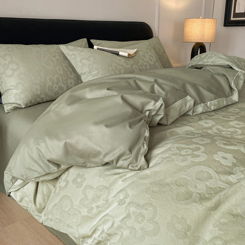 Long-staple cotton 60 thick woven cotton Jacquard four-piece cotton barrier-free high-grade quilt cover bedding