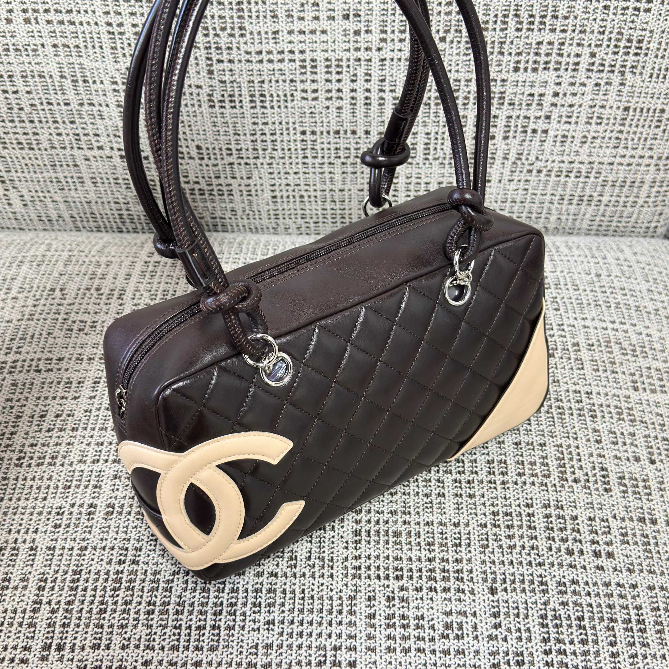 Cambon Quilted Lambskin Boston Bag  Bowling Bag - Mocuir