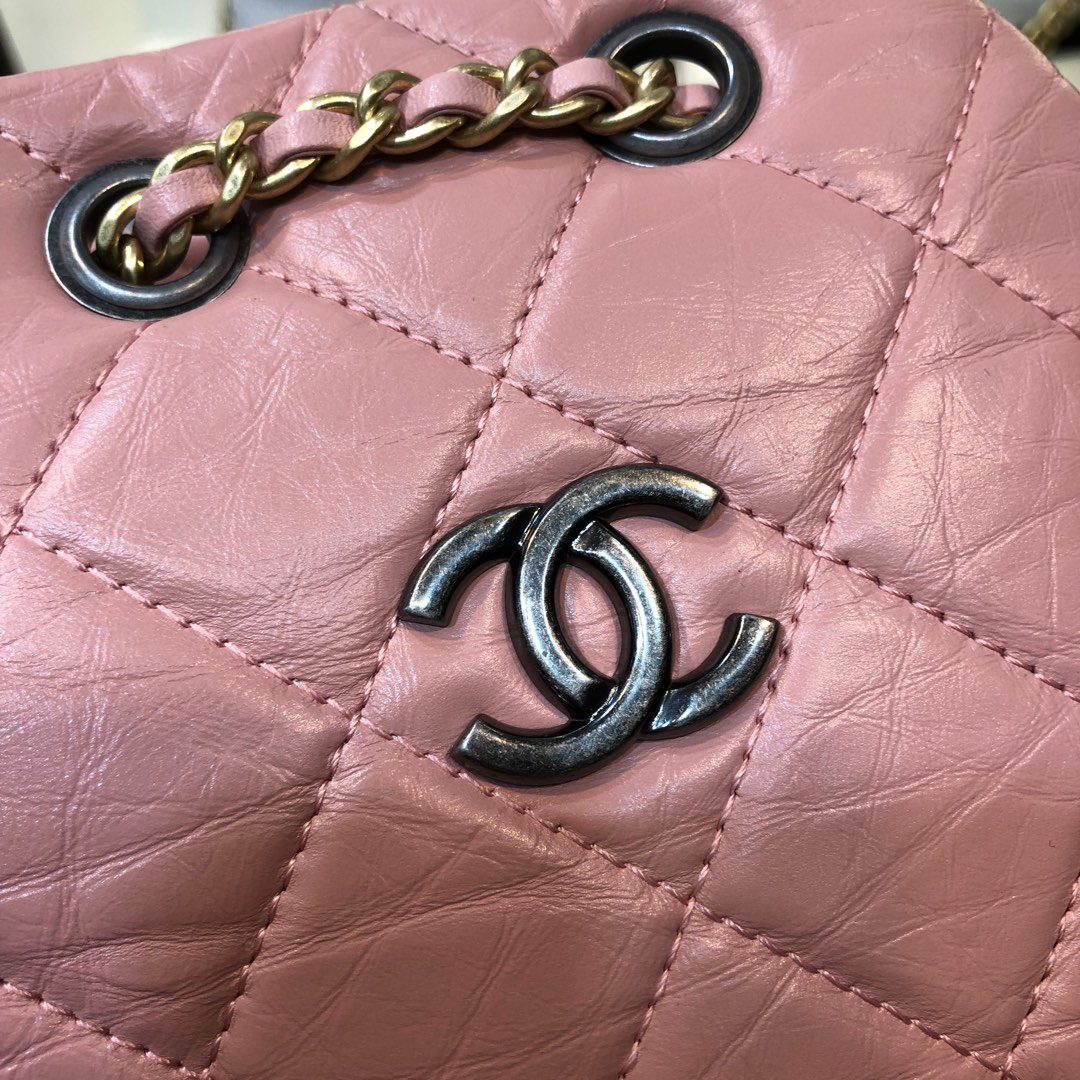 Gabrielle Small Quilted Aged Calfskin Backpack in Pink - Mocuir