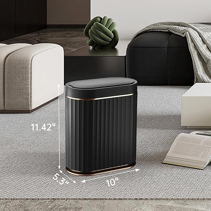 SMARTTOSS Black Bathroom Trash Can with