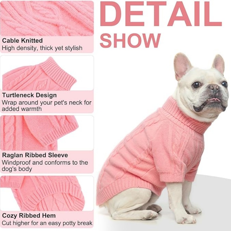 FURATTIRE Cable Knit Small Dog Sweater