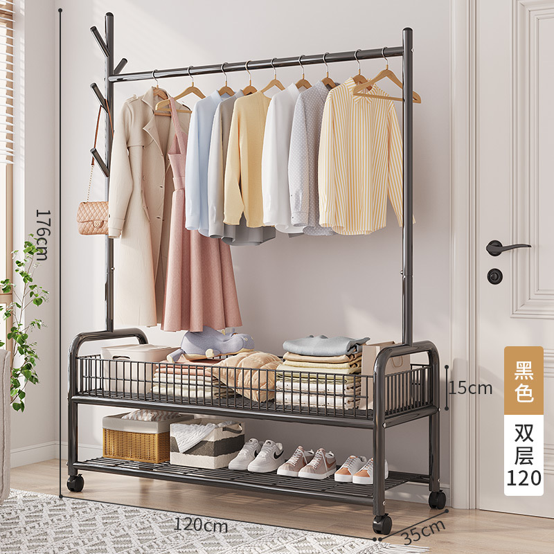 Coat rack floor-standing household bedroom cream style clothes hanging simple indoor dormitory movable drying clothes hanger