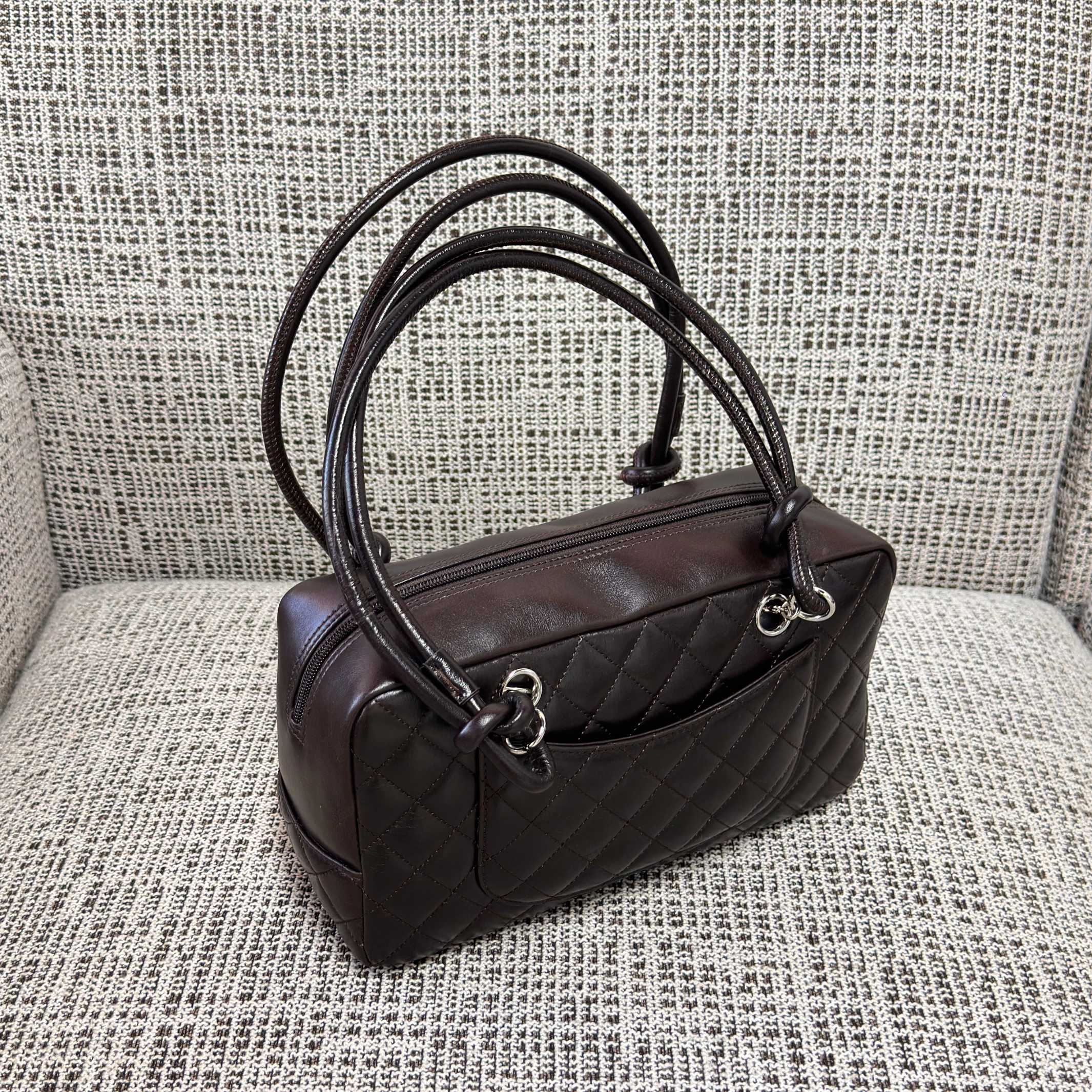 Cambon Quilted Lambskin Boston Bag  Bowling Bag - Mocuir