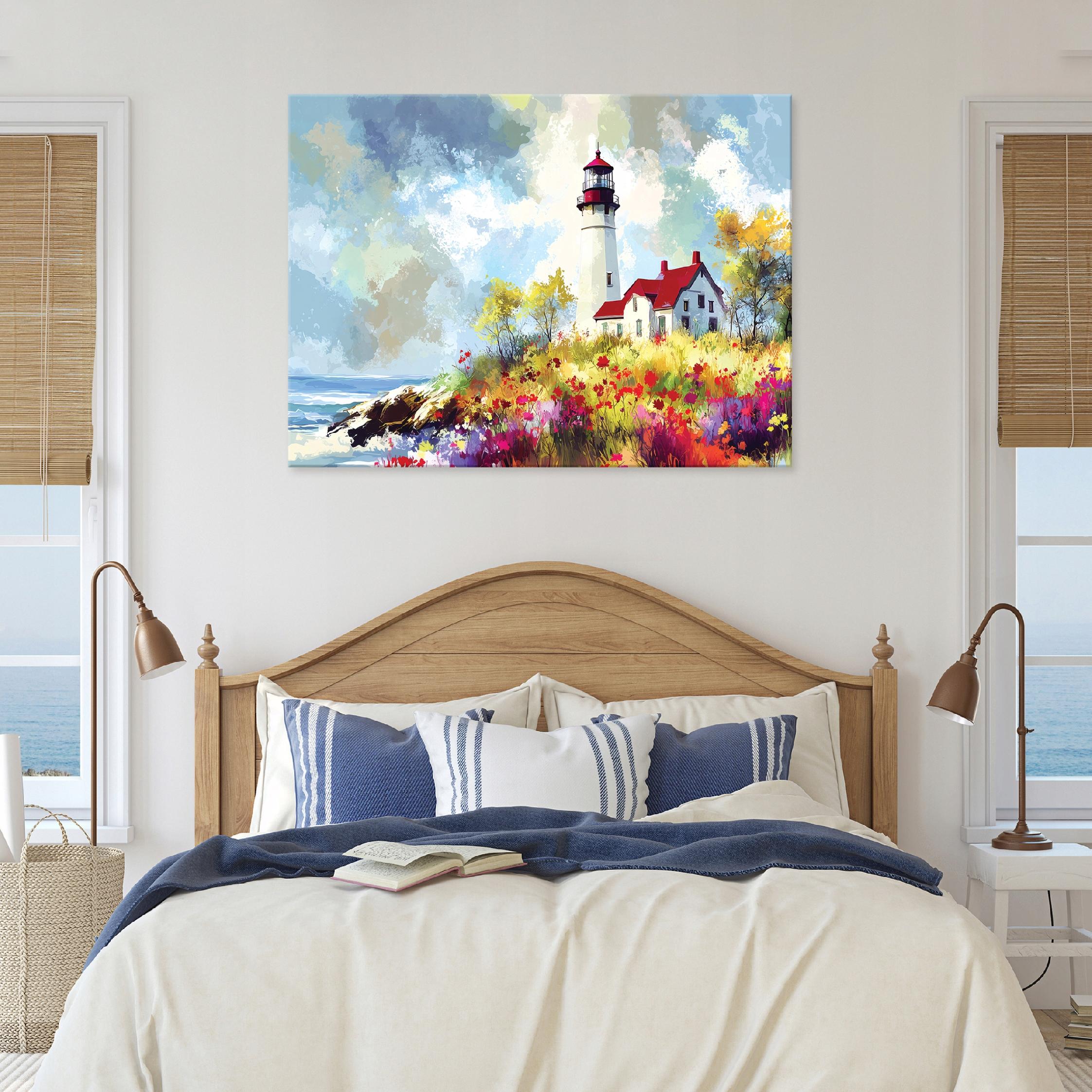 Lighthouse landscape nature painting for bedroom or living room on canvas 40x30