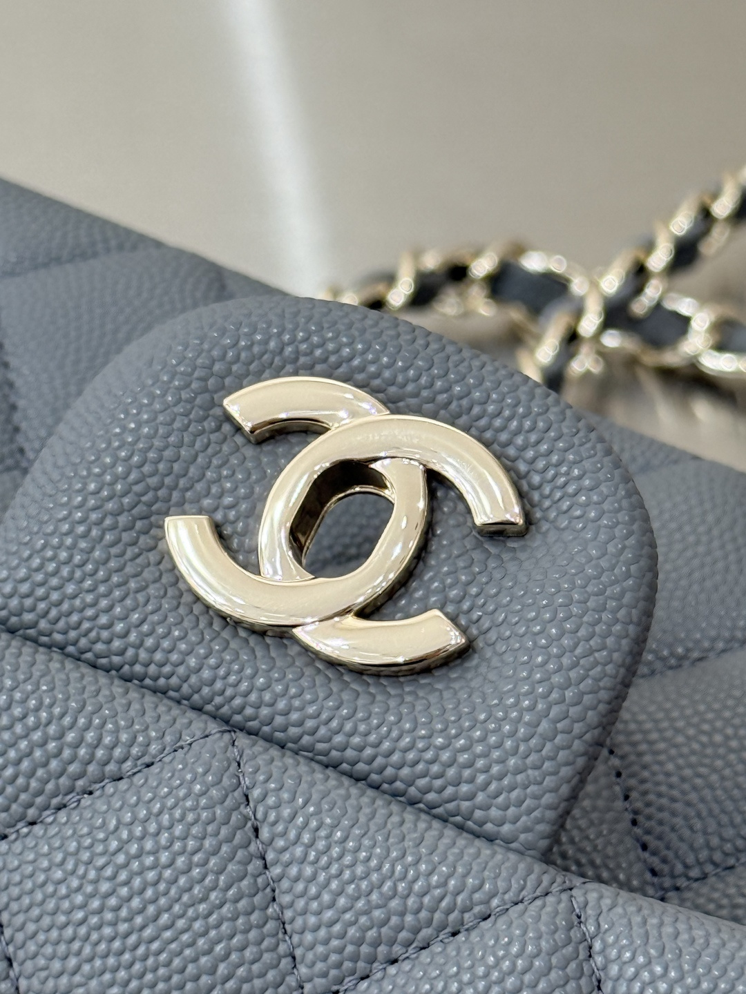 Mini Classic Flap Handbag（Light Gray-Blue） - Mocuir