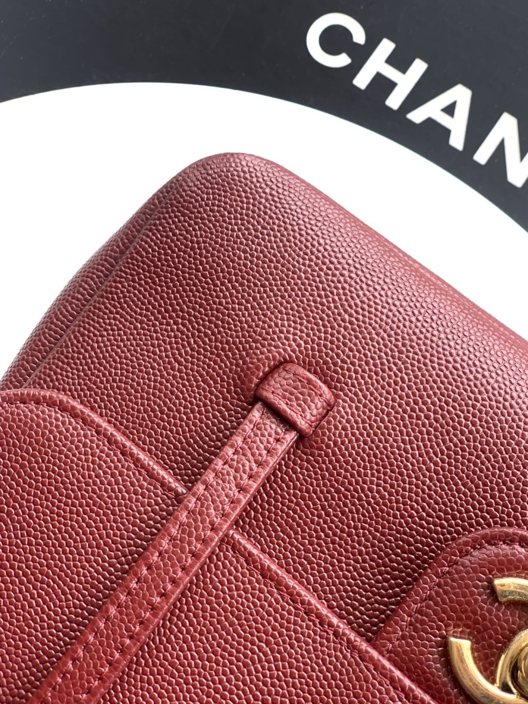 Preppy Coco Small Flap Bag (AS4818) in Burgundy Grained Calfskin with Gold-Tone Hardware, 26P Pre-Fall Collection - Mocuir