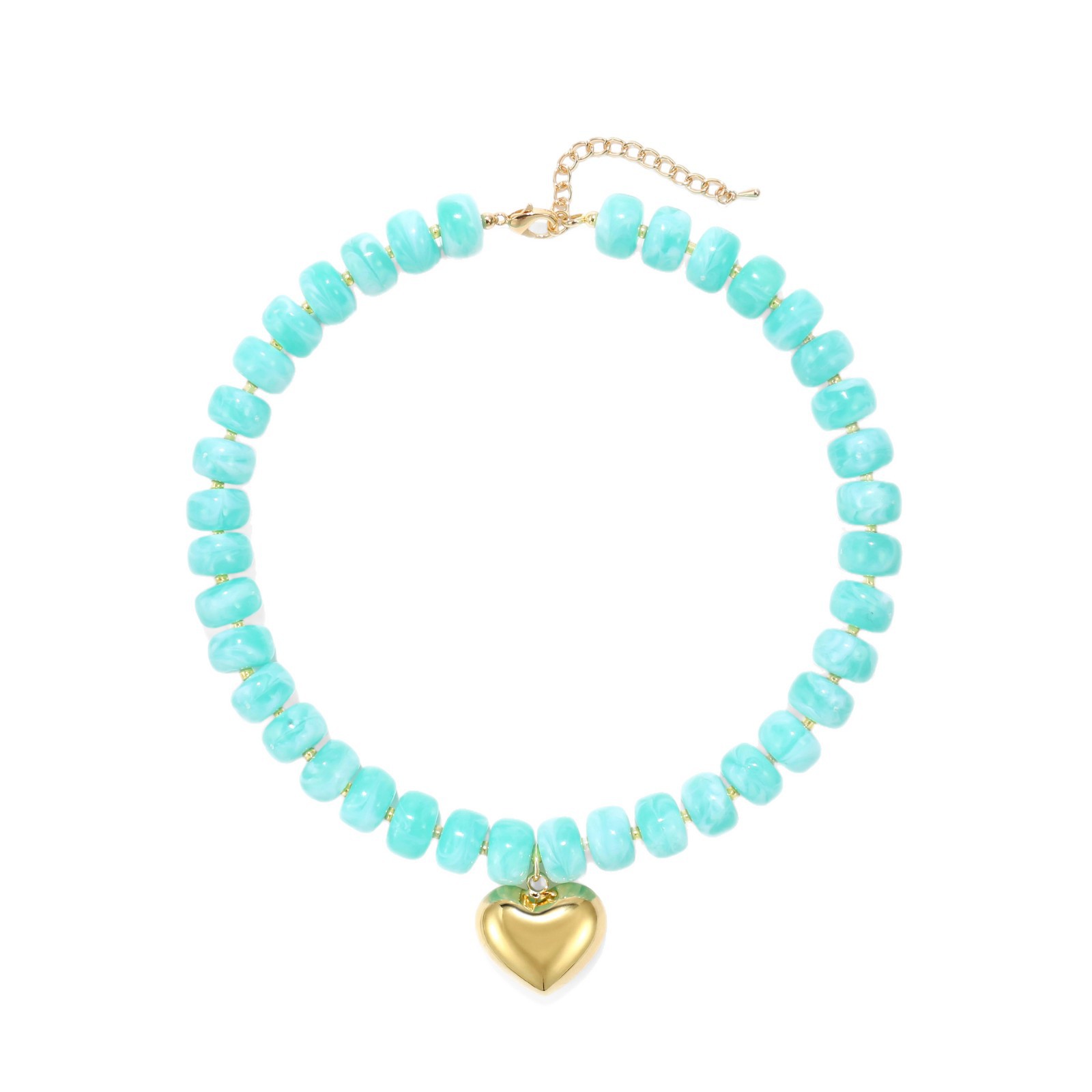 New colorful beaded love necklace fashion trend commuter everyday ladies Joker clavicle chain