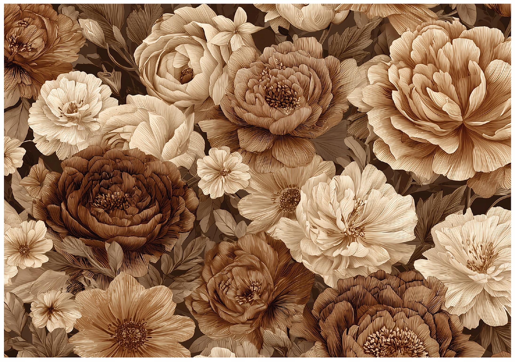 Peony flower wall mural, beige, bedroom, living room, non-woven wallpaper,