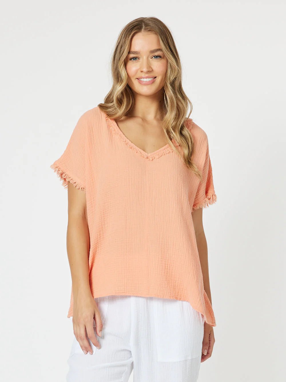 Fray Lock V-Neck Tee‌