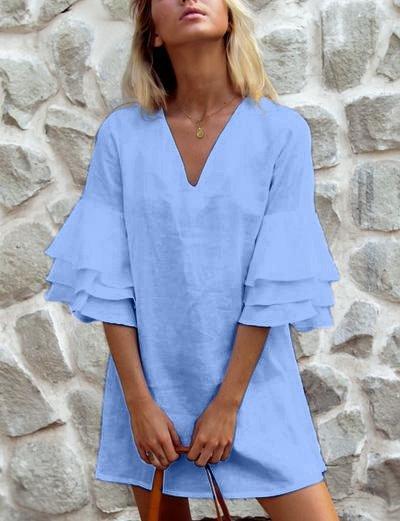 Solid Half Sleeve Mini Dress