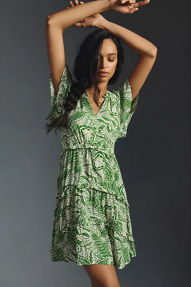 Lovely Tiered Mini Dress DARK GREEN