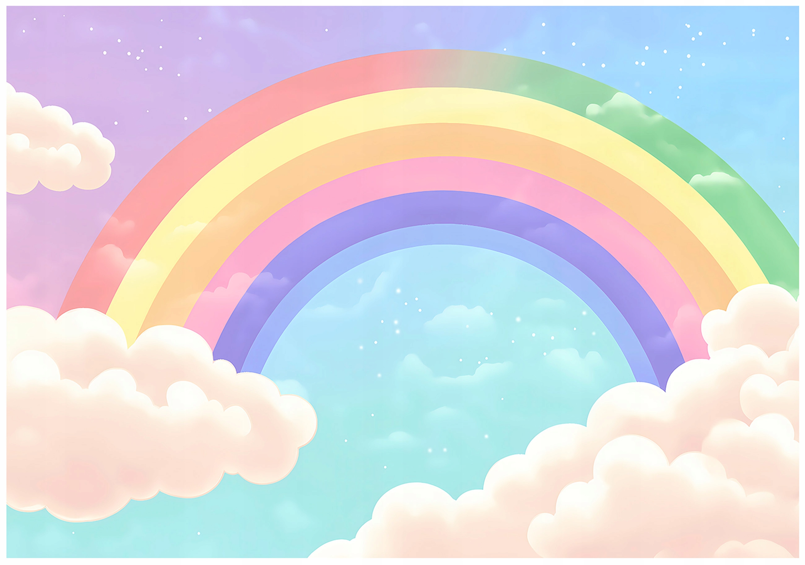 Rainbow cloud wall mural for children's room, non-woven wallpaper,