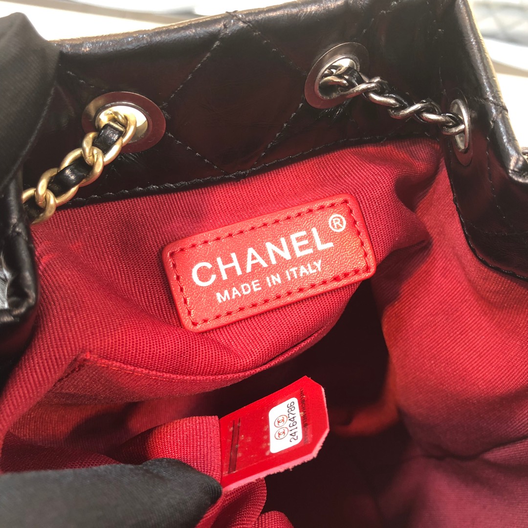 Gabrielle Small Quilted Aged Calfskin Backpack in Black - Mocuir