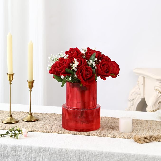 VASEA Large Glass Vase, 12 Inches Tall Vase for Flowers