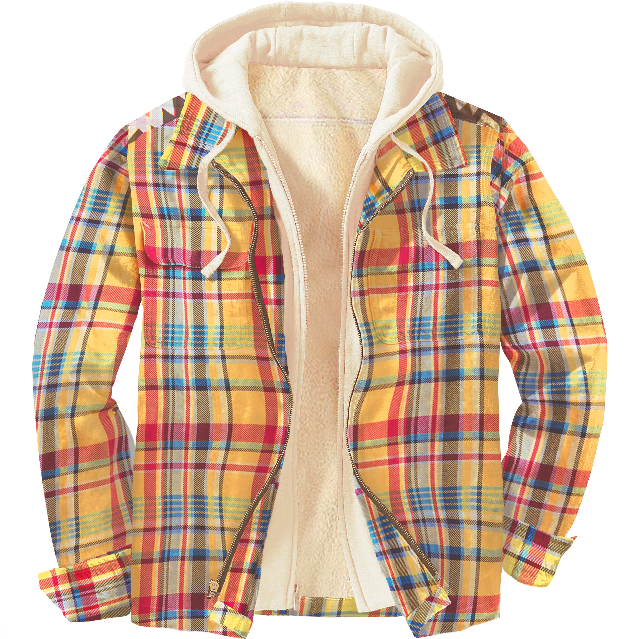 Men's Colorful Plaid Shirt Loose Hooded Jacket
