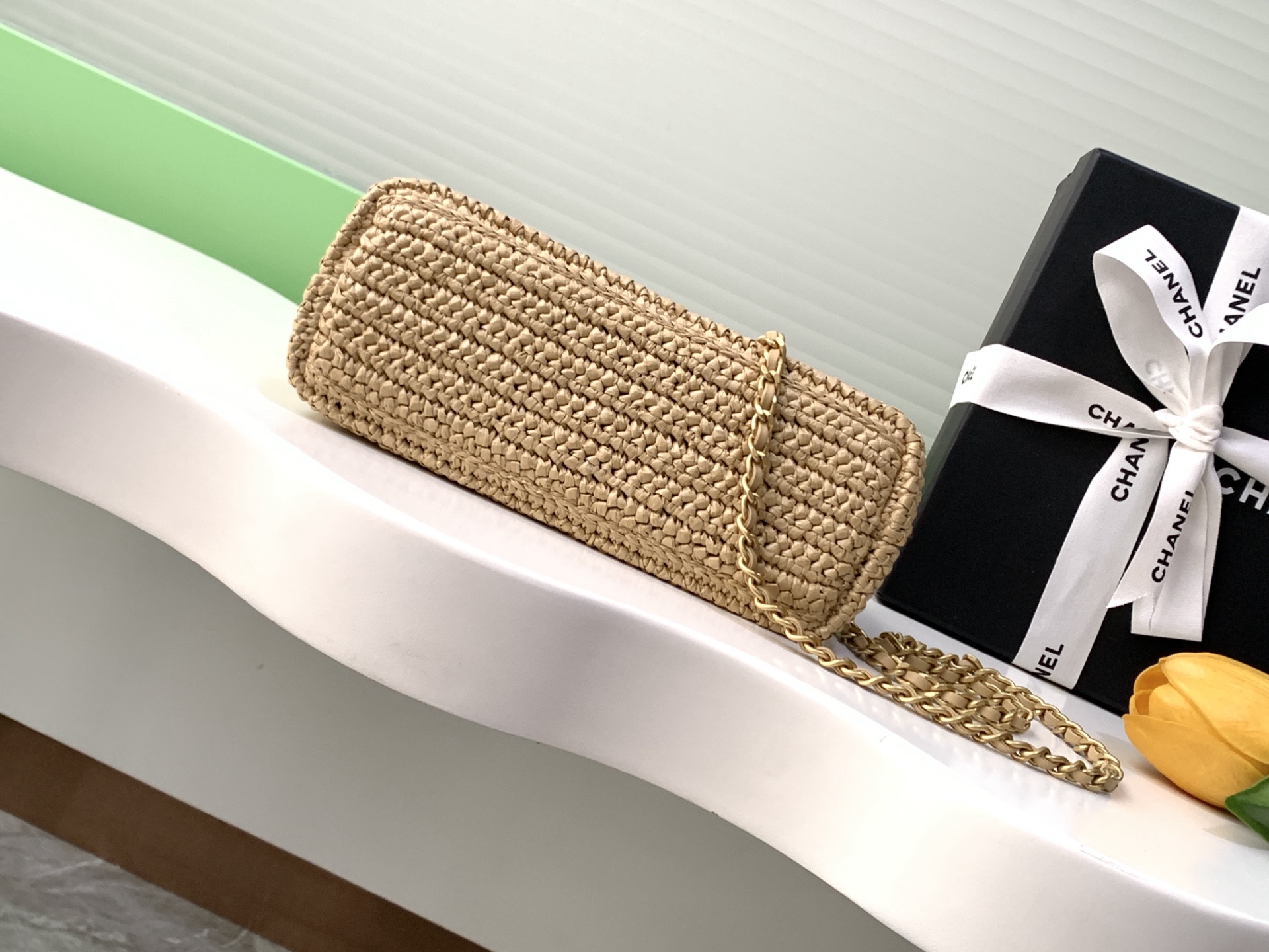 26C Cruise Raffia Mini Kelly Top Handle Bag - Mocuir