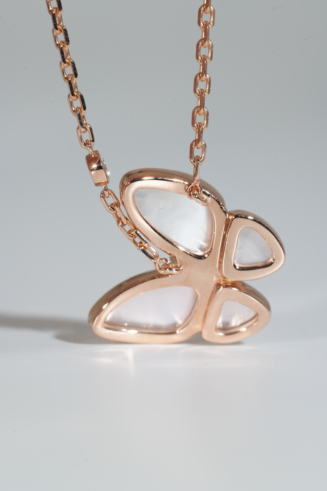 Mother-of-Pearl Butterfly Diamond Pendant Necklace