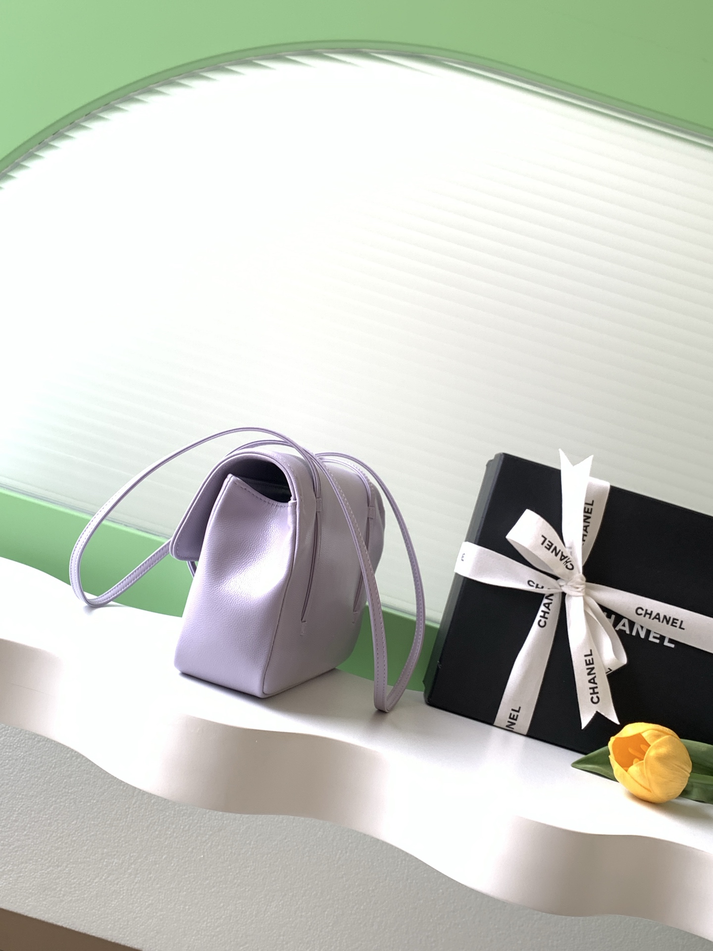 26P Preppy Coco Small Flap Bag in Lavender Grained Shiny Calfskin with Gold-Tone Hardware - Mocuir