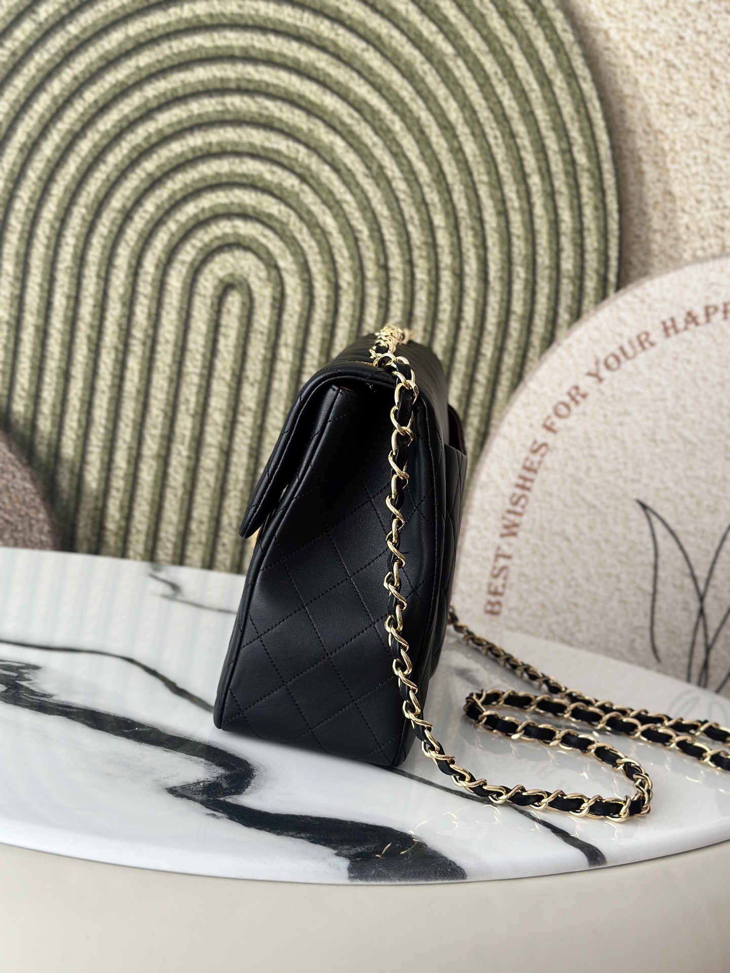 Classic Flap Jumbo Black Lambskin Bag (Model A58600) - Mocuir