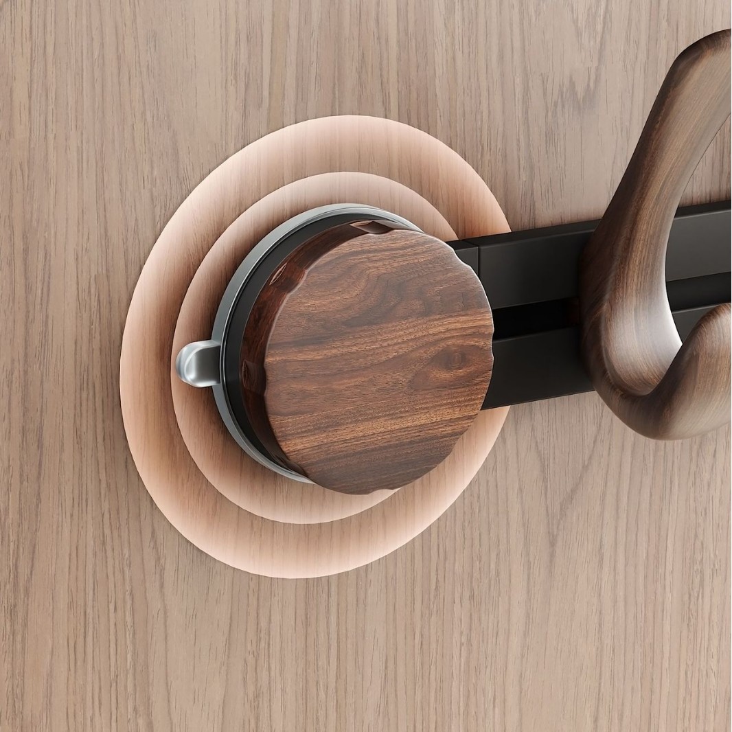 Sliding Hook Behind the Suction Cup Door, Walnut Color, Antique Style Entry Door, No Punching, Wall Hanging Clothes Hanger, Clothes Hook