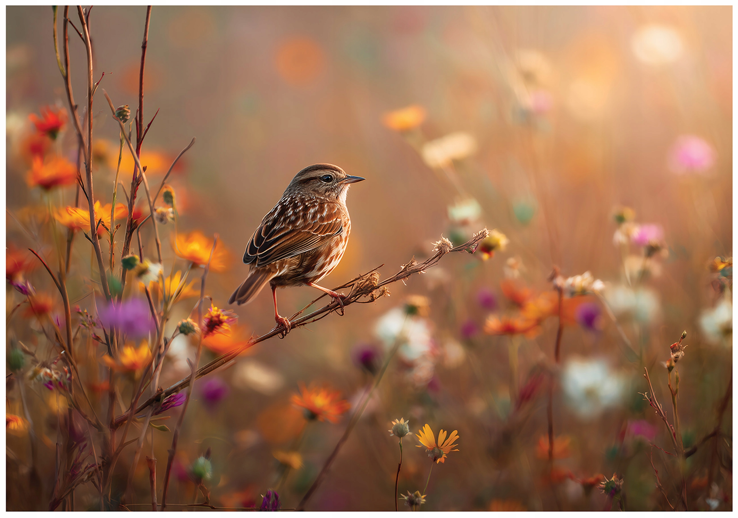 Wall mural: flowers, meadow, nature; for the bedroom or living room; non-woven wallpaper;