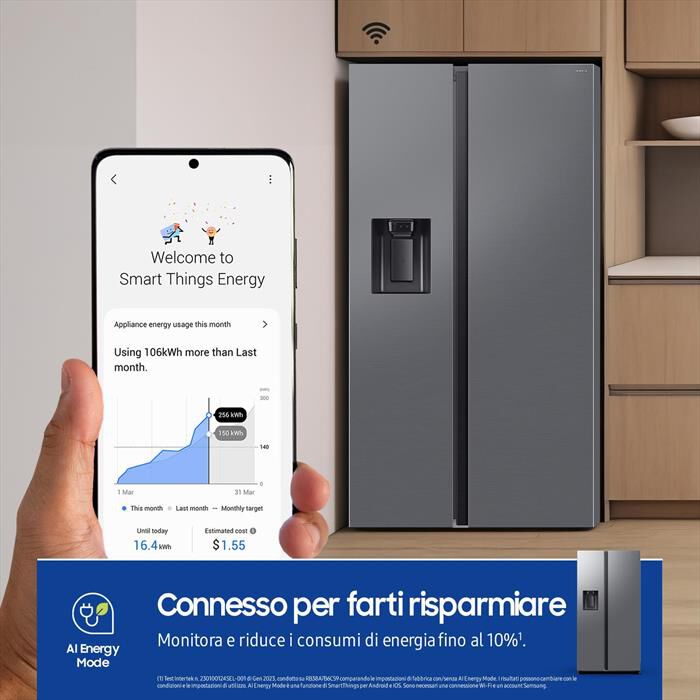 SAMSUNG - Frigorifero side by side RS70F65KETEF Classe E-Inox