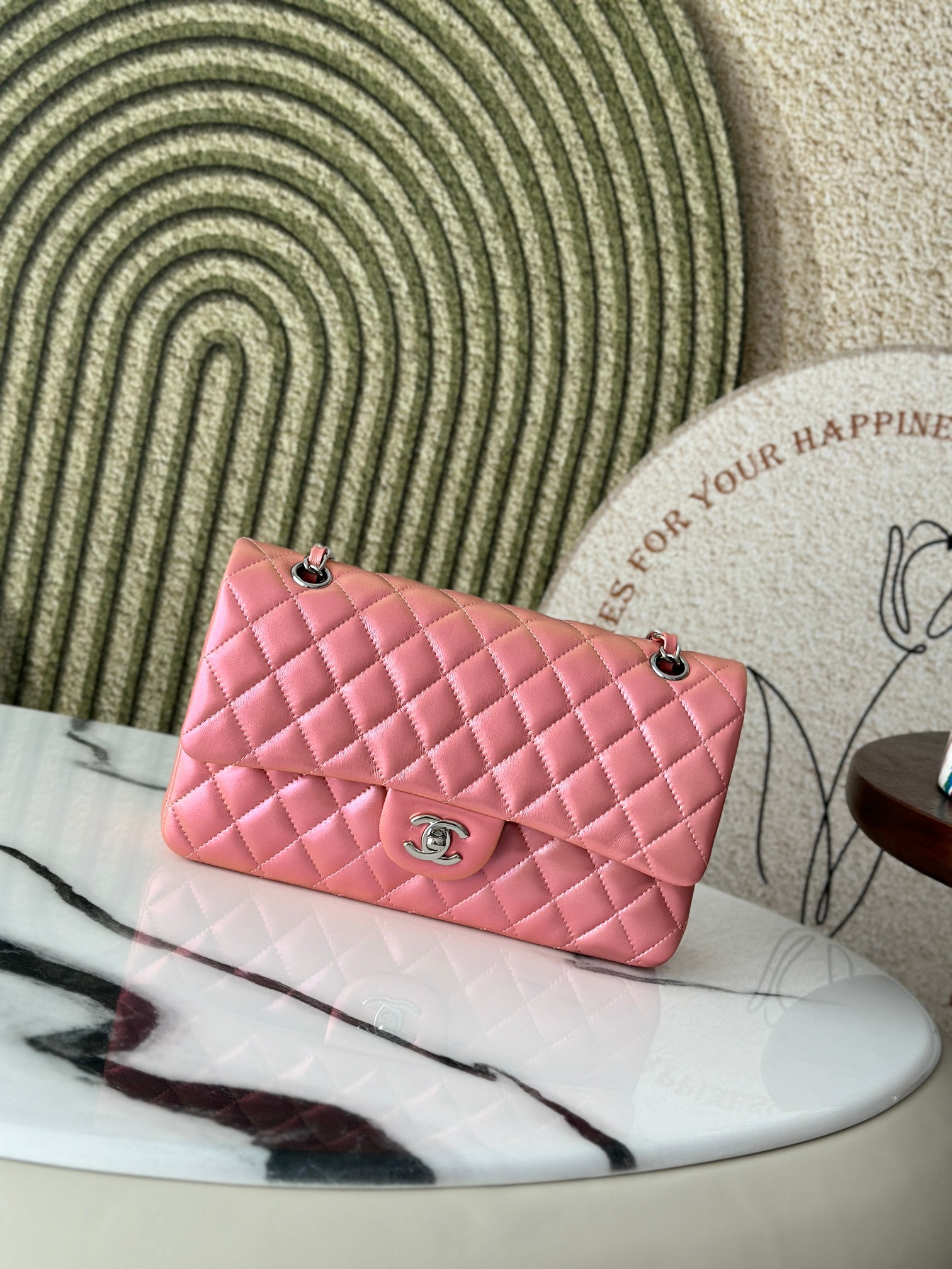 20C Spring Summer Iridescent Light Pink Calfskin Classic Flap Bag - Mocuir