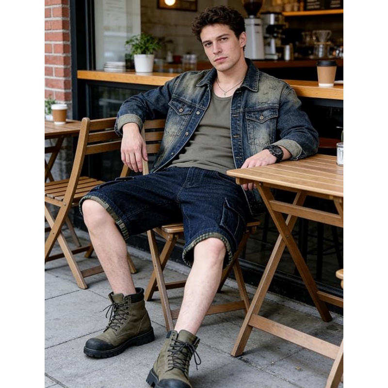 Men's Baggy Denim Cargo Shorts