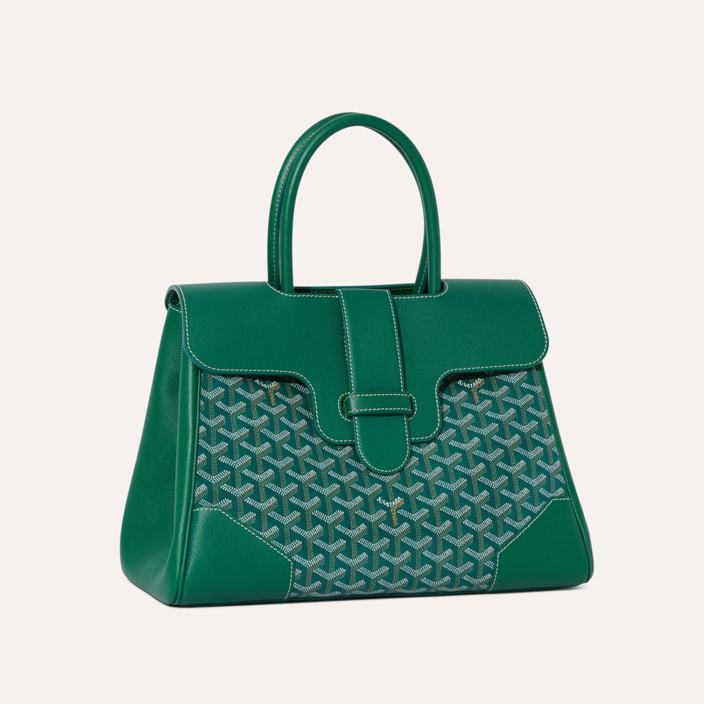 Saigon Tote Green Goyardine Canvas Palladium Hardware