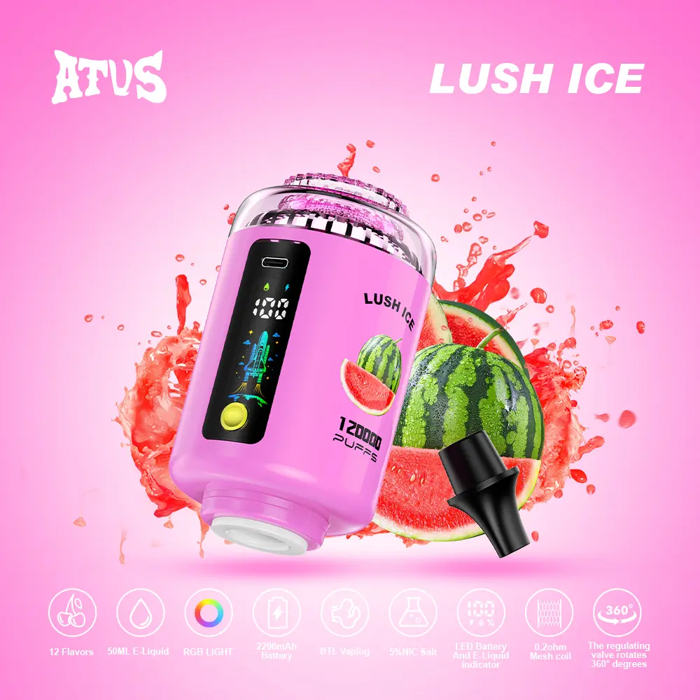 【New Arrive】ATVS 120000 120K Puffs Hookah Head LED Display DTL Disposable Vape