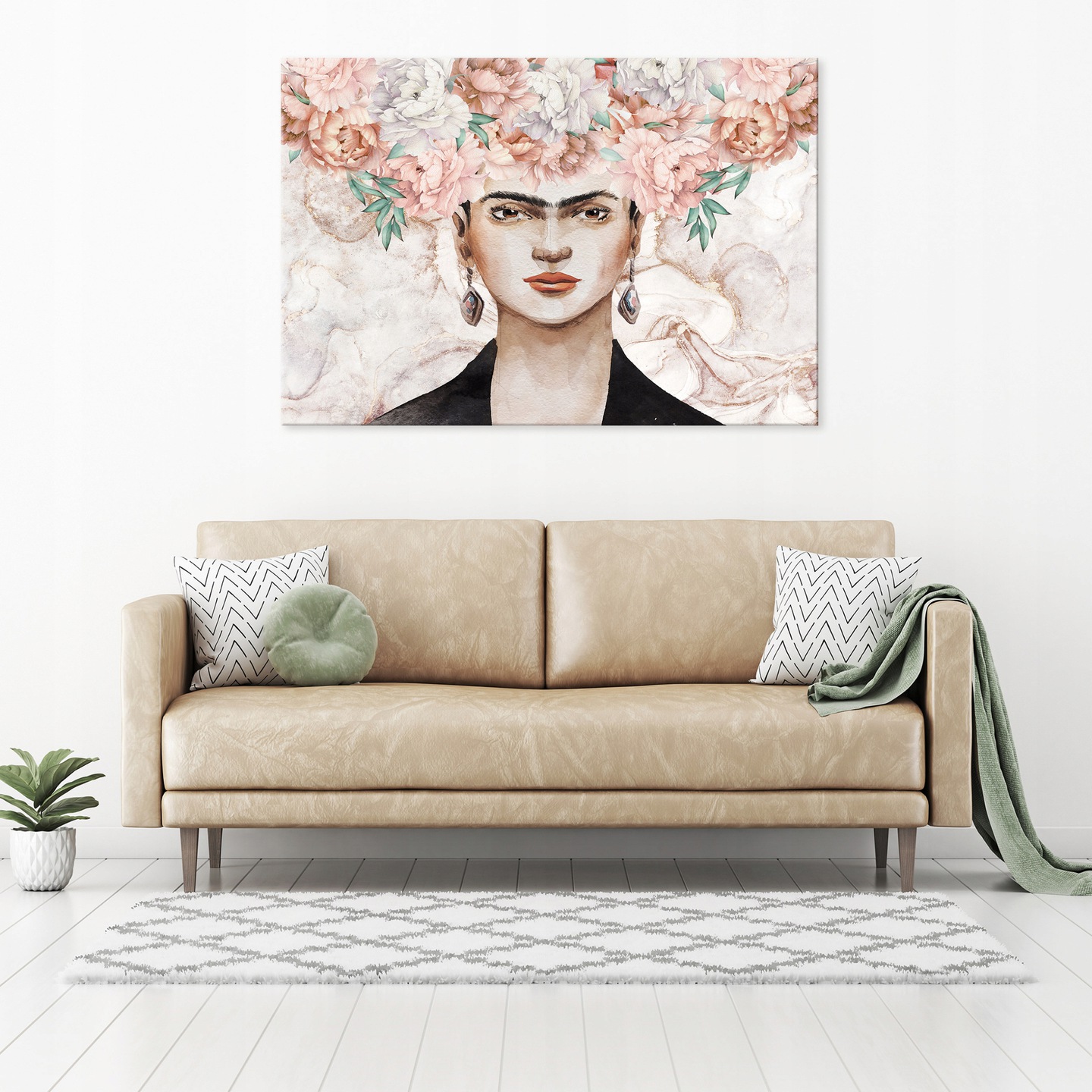 Frida Kahlo painting on canvas wall art flowers 60x40