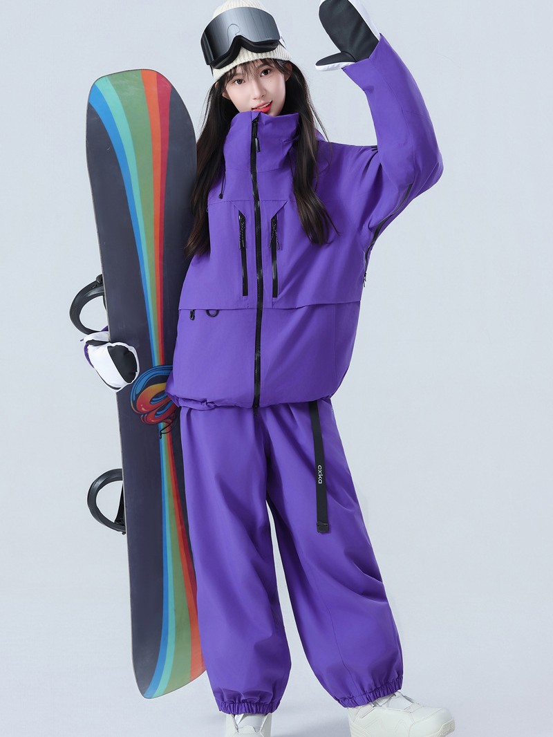 Ski Suit Set for Women and Men, Snowboard Waterproof Thickened Fully Taped Professional Snow Suit Top and Pants Set 3L