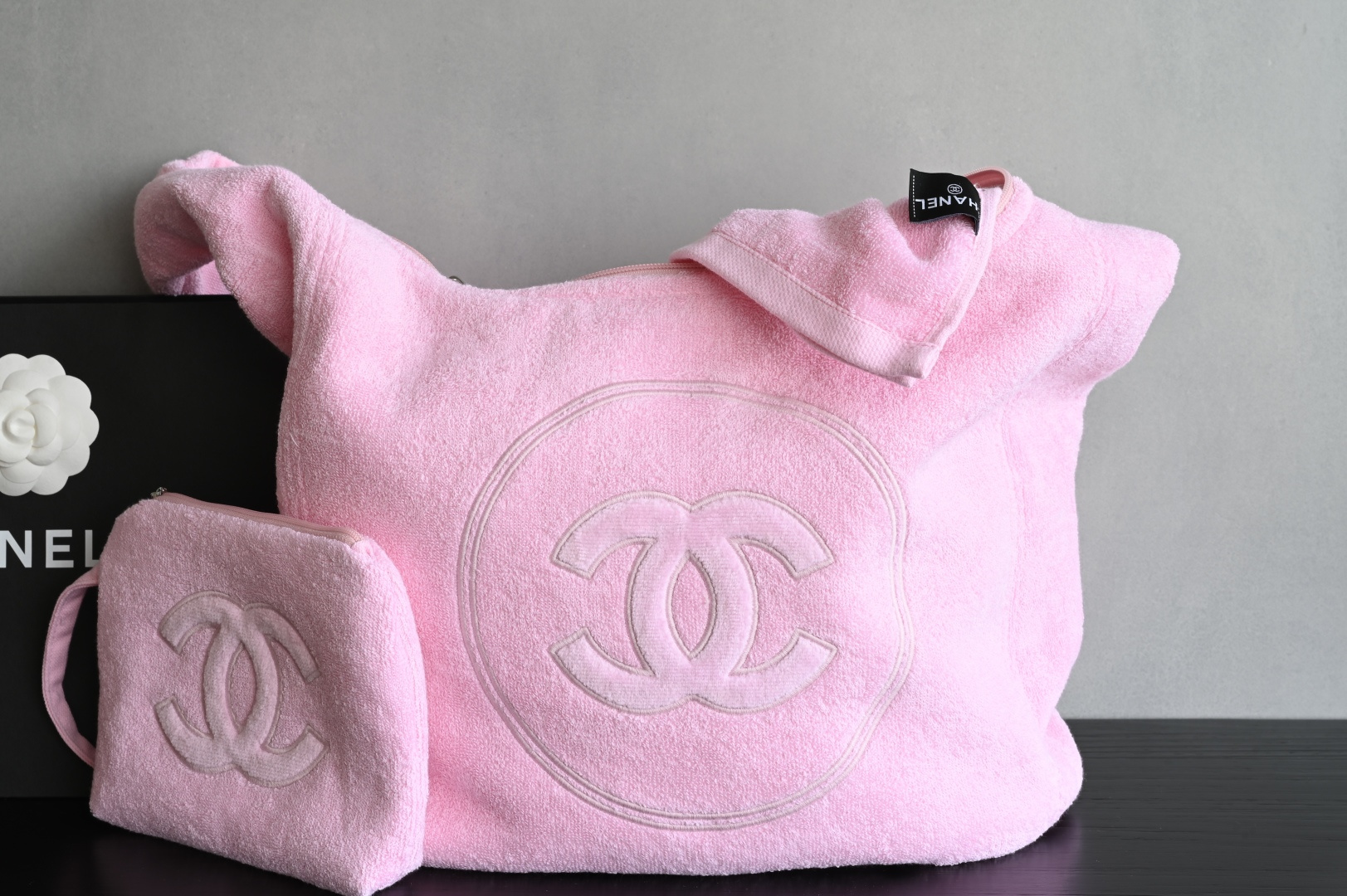 Coco Beach Hobo Tote Bag with Pouch in Pink Terry Cotton (Model A82901) - Mocuir