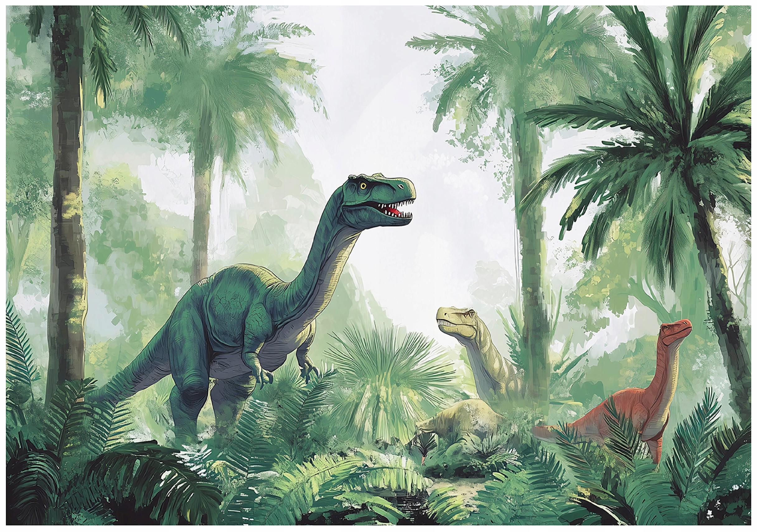 Wall mural for boys, dinosaur jungle forest, non-woven wallpaper,