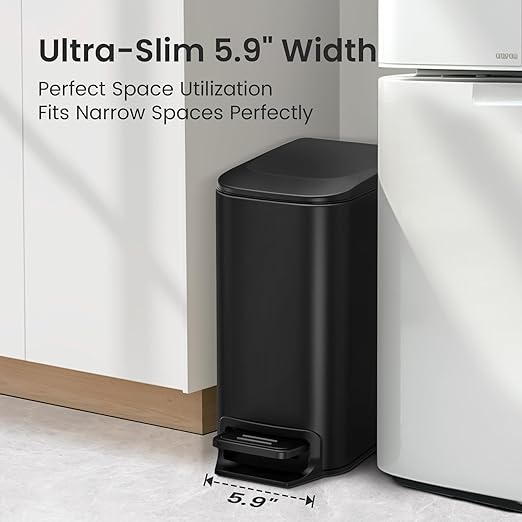 SMARTTOSS Small Bathroom Trash Can with Lid Soft Close
