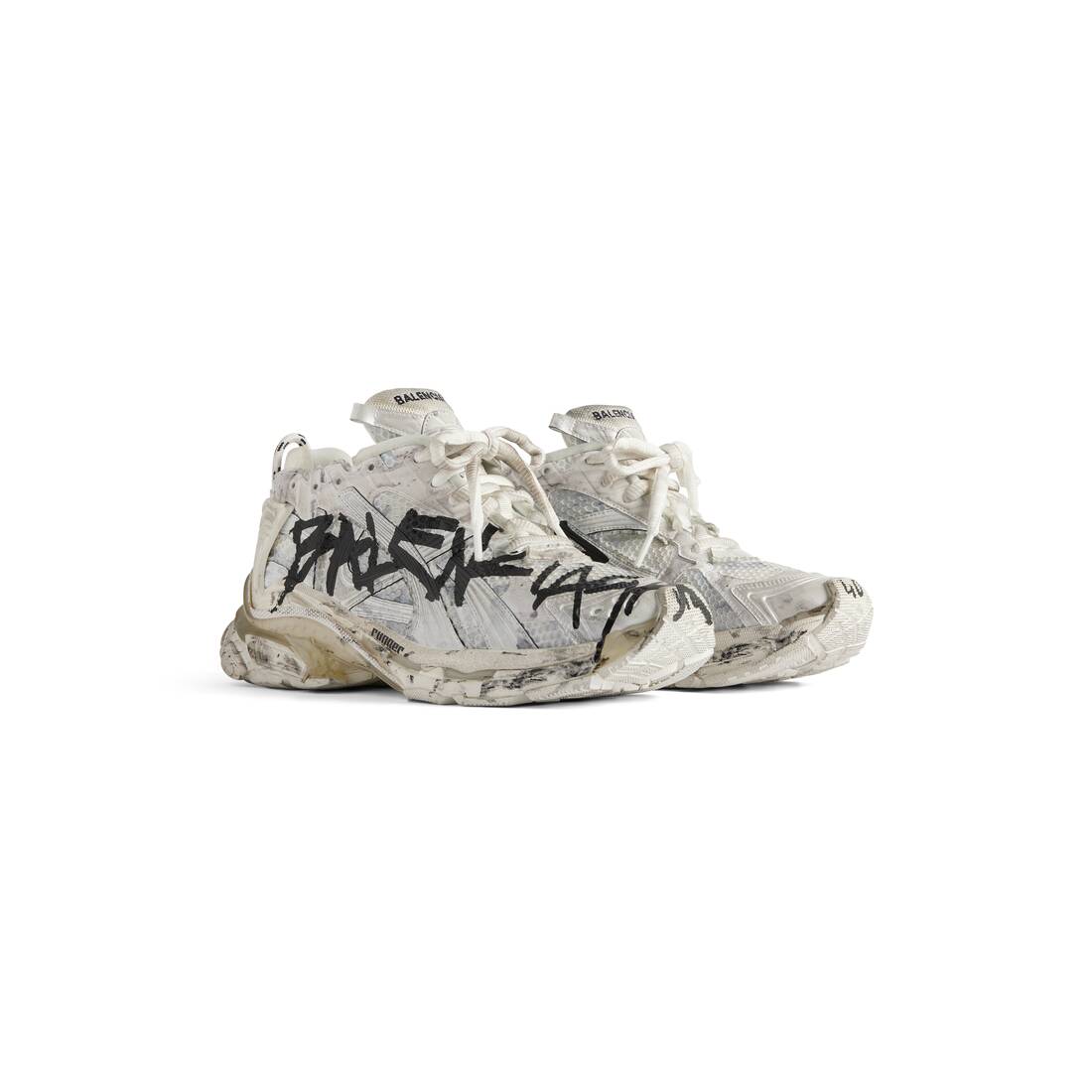Mens Runner Graffiti Sneaker in White
