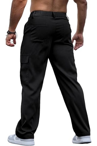 Mens Casual Cargo Pants Baggy Straight Leg