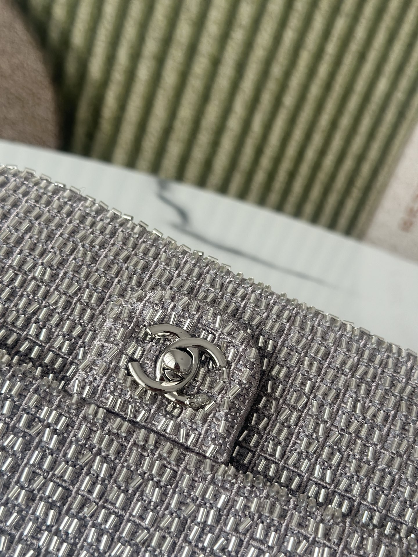 19 Bag Small in Grey Crystal Embellished Lambskin with Silver-Tone Hardware - Mocuir