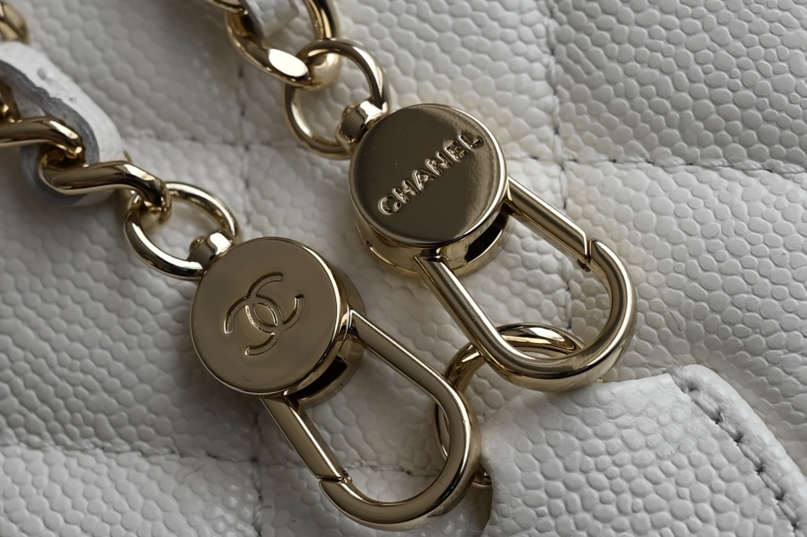 24C Mini Backpack in White Quilted Grained Calfskin (Caviar) with Light Gold-Tone Hardware (Model AP3753) - Mocuir