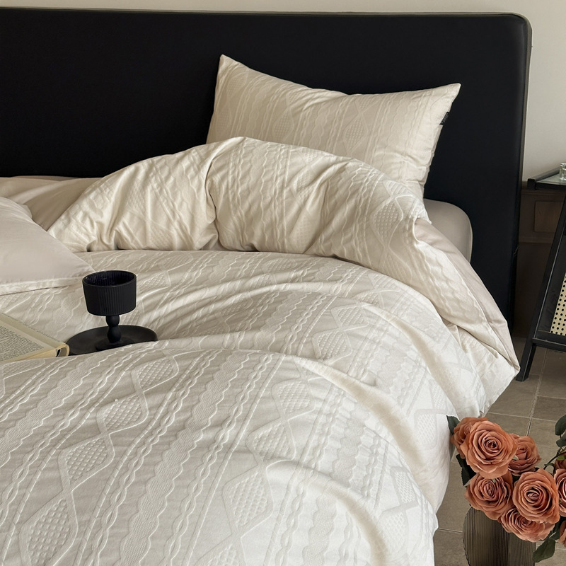 Long-staple cotton 60 thick woven cotton Jacquard four-piece cotton barrier-free high-grade quilt cover bedding