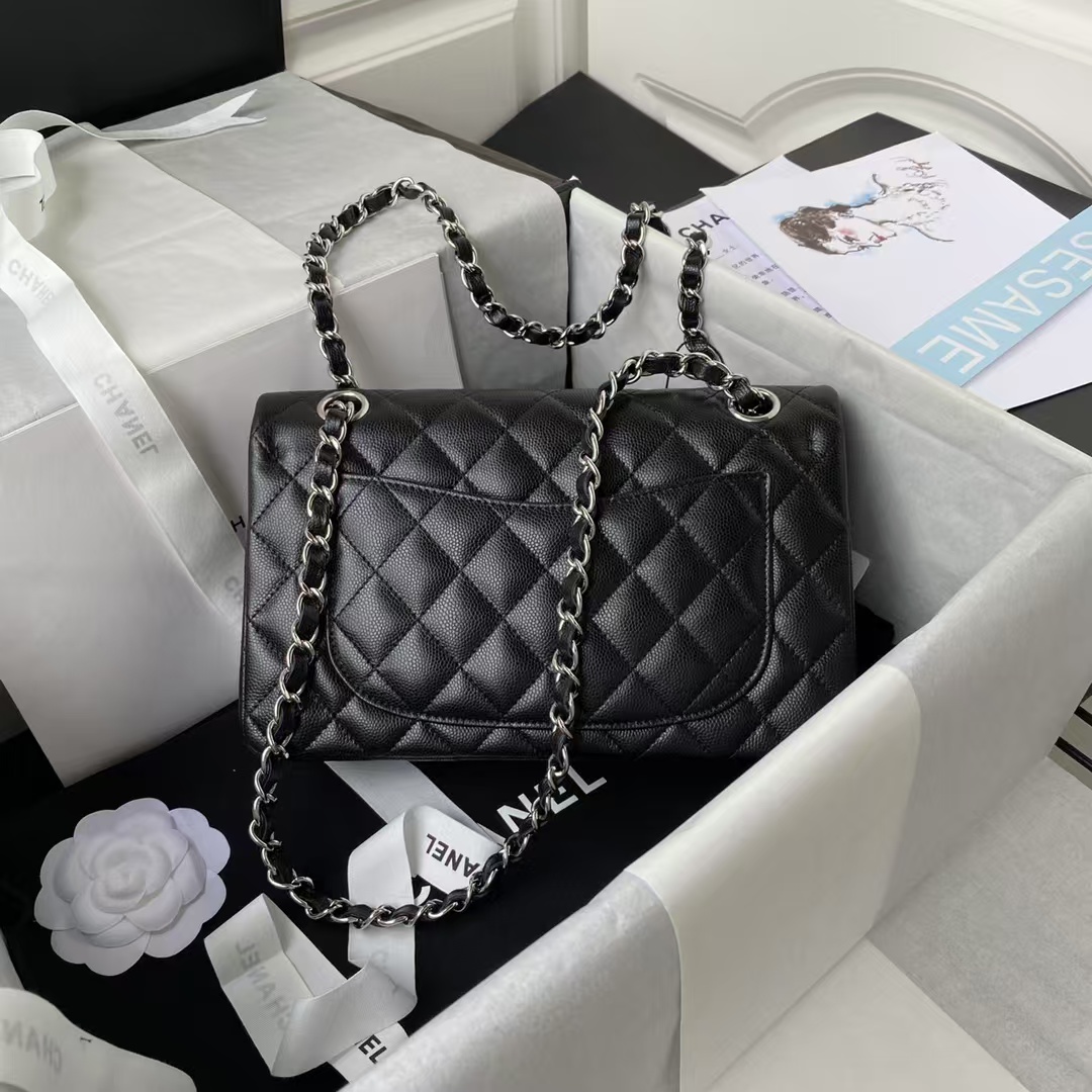 Small Classic Handbag Caviar Silver Hardware