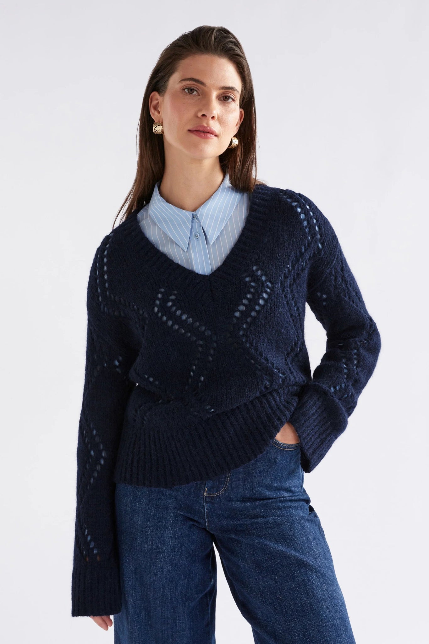 ‌Eco Argyle Crop Knit