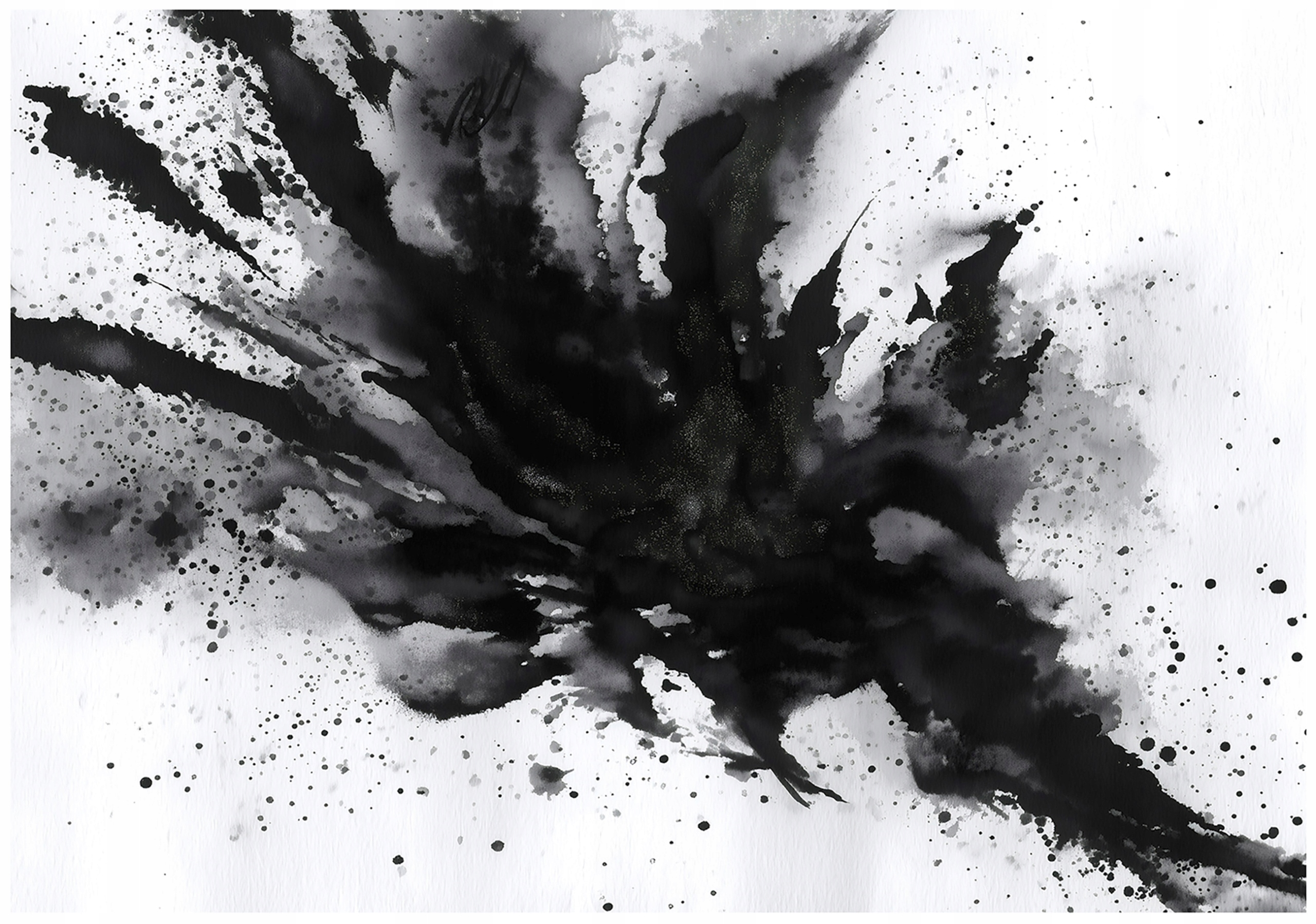 Abstract black-and-white wall mural for the bedroom or living room, non-woven wallpaper,