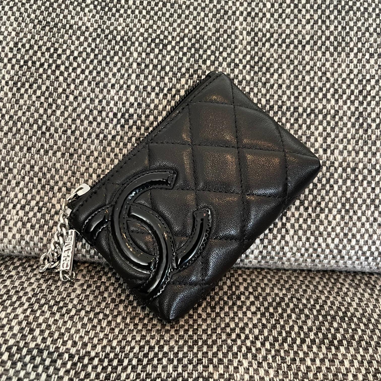 Vintage Cambon Quilted Lambskin Coin Purse in All Black - Mocuir