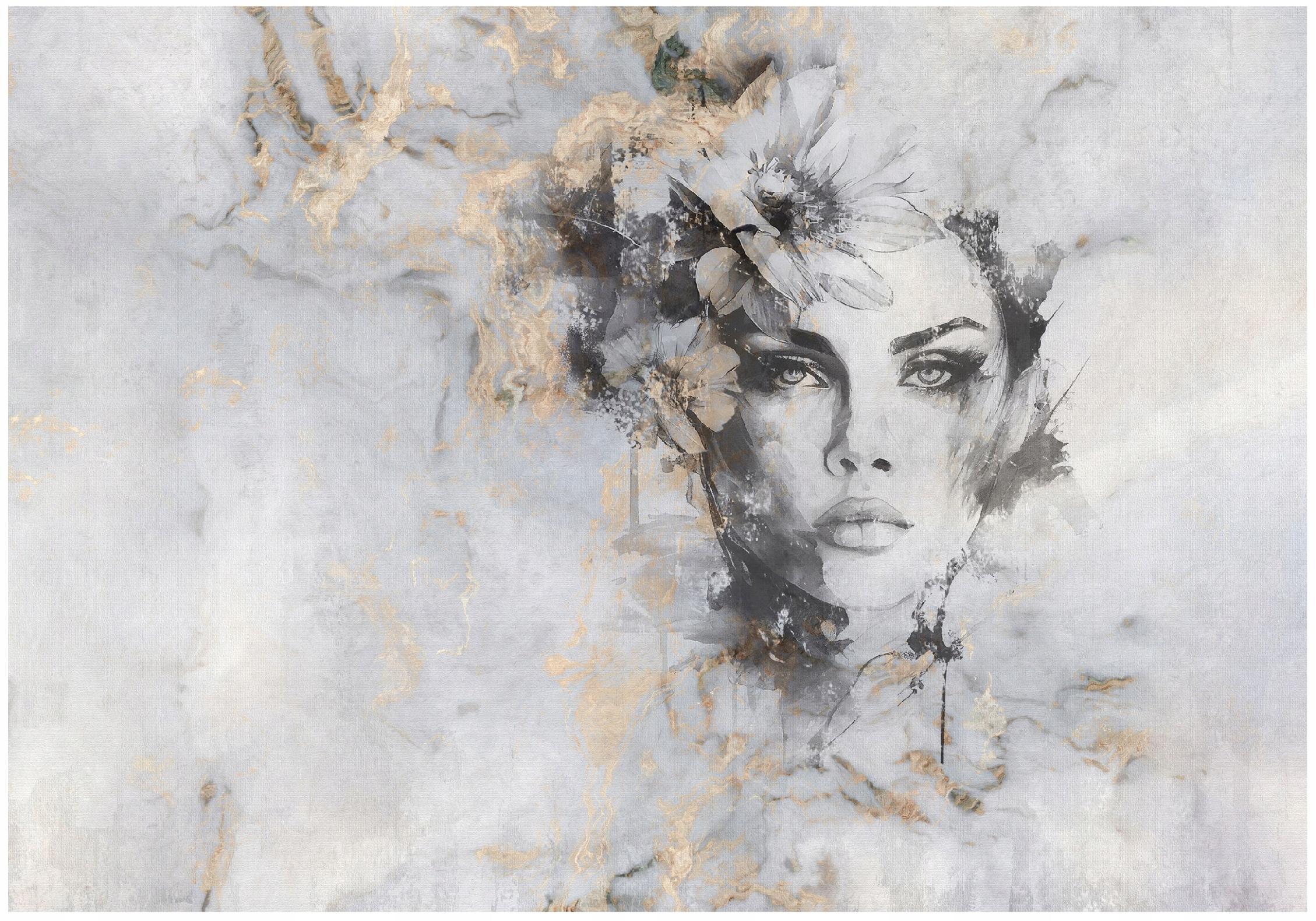 Wall mural woman face gold marble for bedroom living room wallpaper