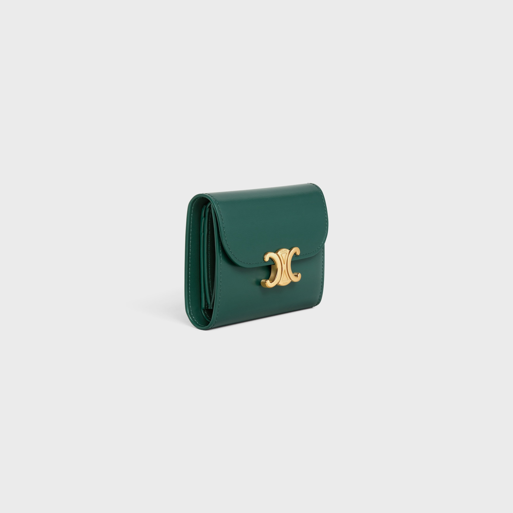 SMALL FLAP WALLER TRIOMPHE IN SHINY CALFSKIN AMAZONE