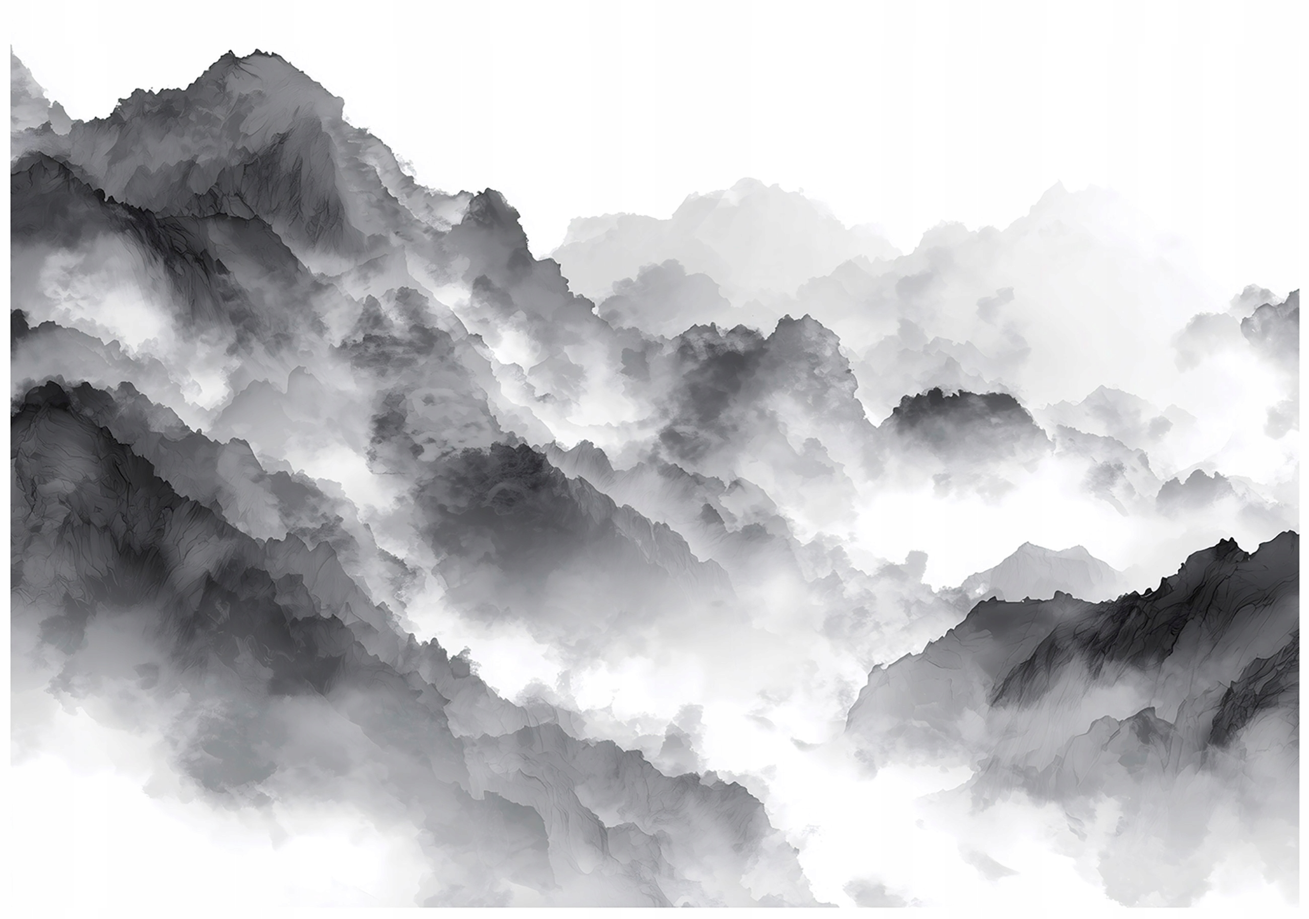 Wall mural mountains nature fog gray bedroom living room wallpaper non-woven